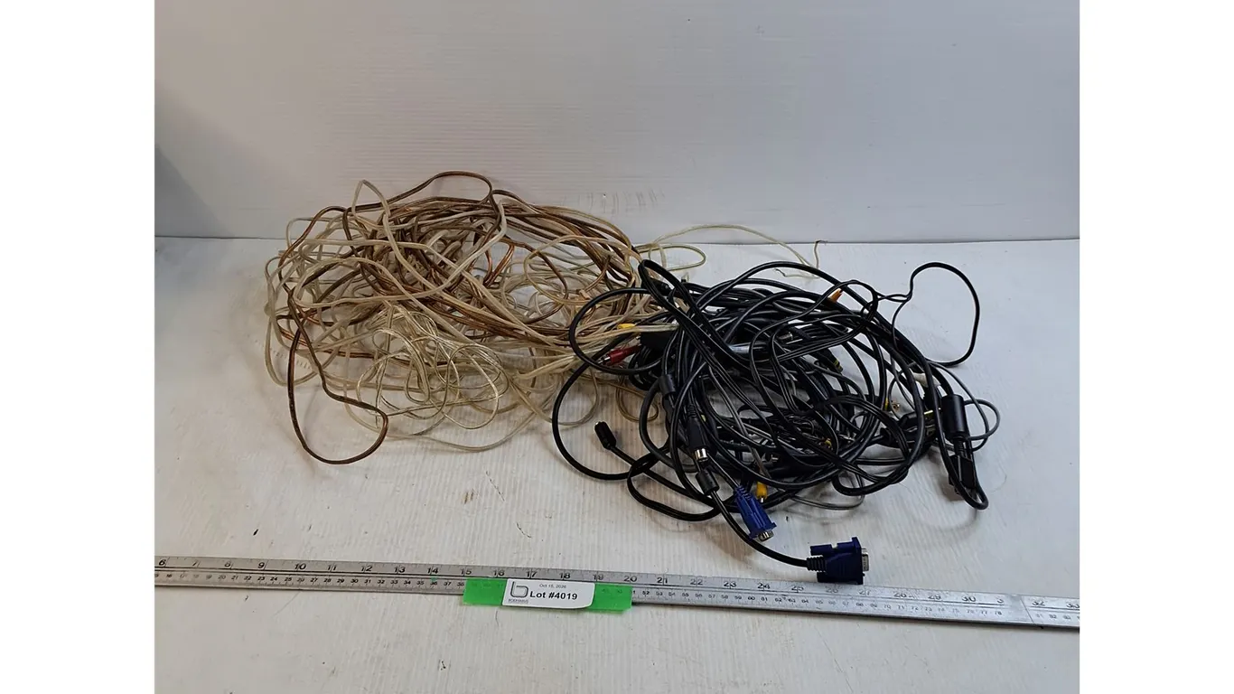 Assorted Cables & Wires of Various Lengths & Types - As Is
