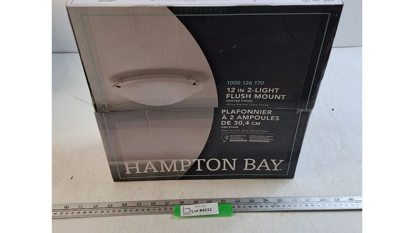 Hampton Bay 12" 2-Light Flush Mount Light Fixture - New Old Stock
