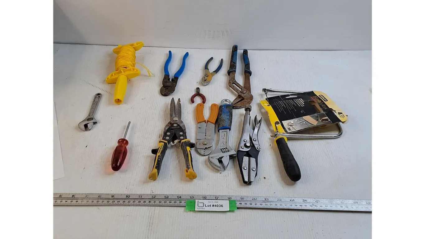 Assorted Hand Tools & Spool of Rope - Unknown Length - As Is
