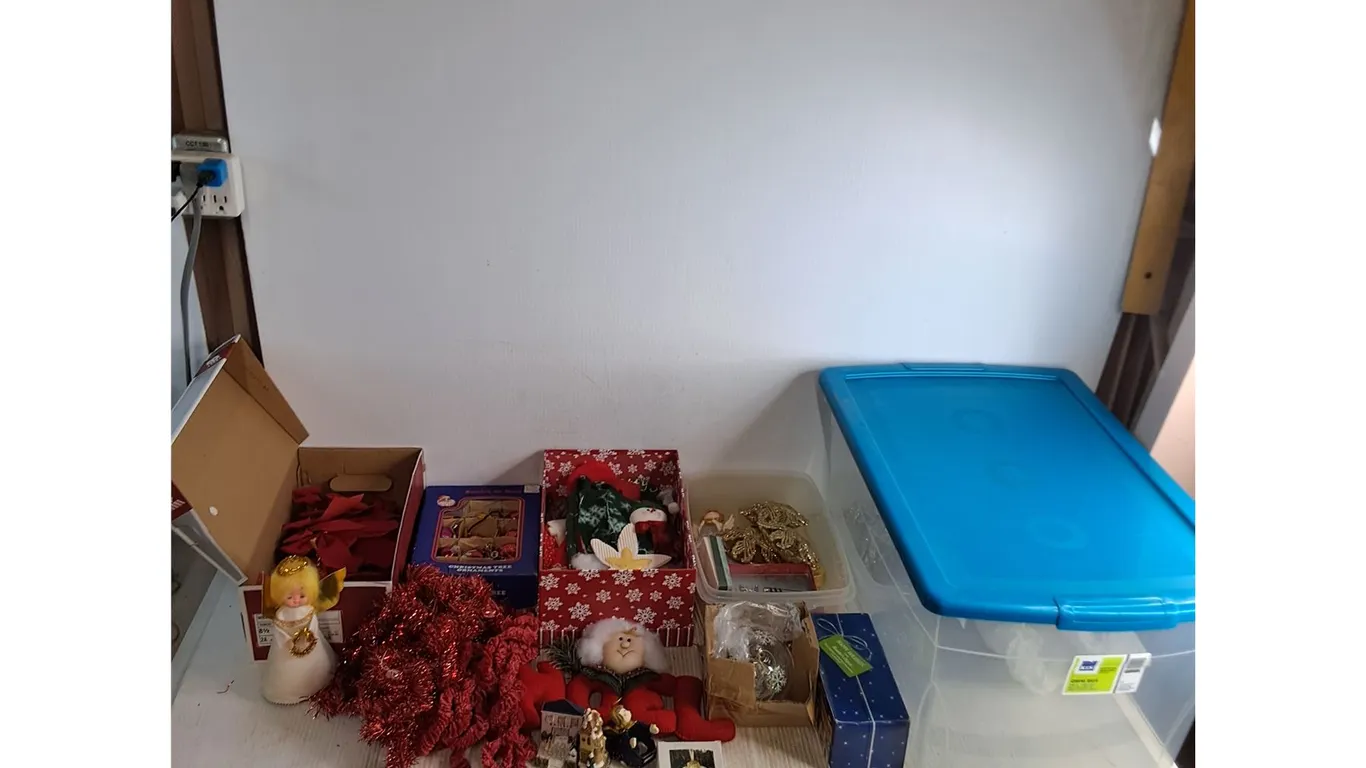 Assorted Christmas Decor, Storage Bin - Cannot Ship