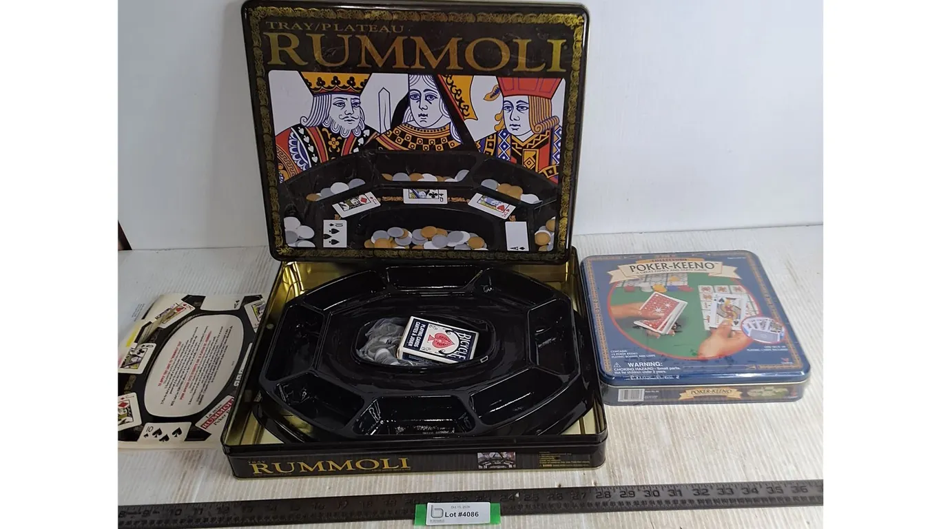 (2) Board Games - Rummoli & Poker-Keeno - Both Appear Unused