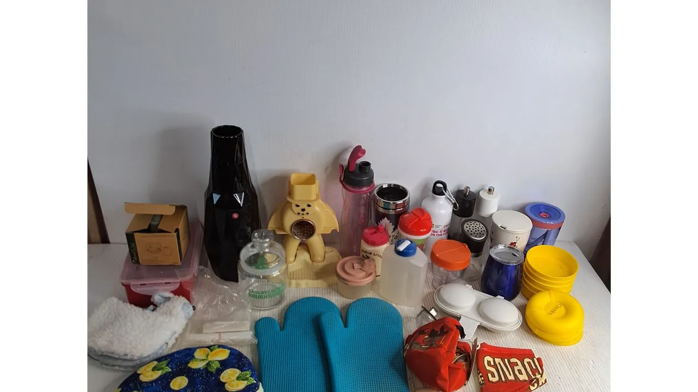 Assorted Kitchenware includes Vintage & New, Vase