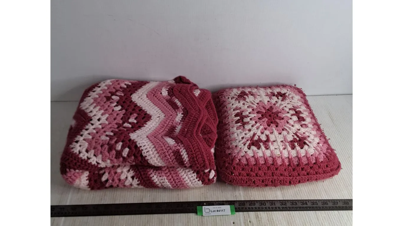Crocheted Blanket (5' x 4') & Pillow Set