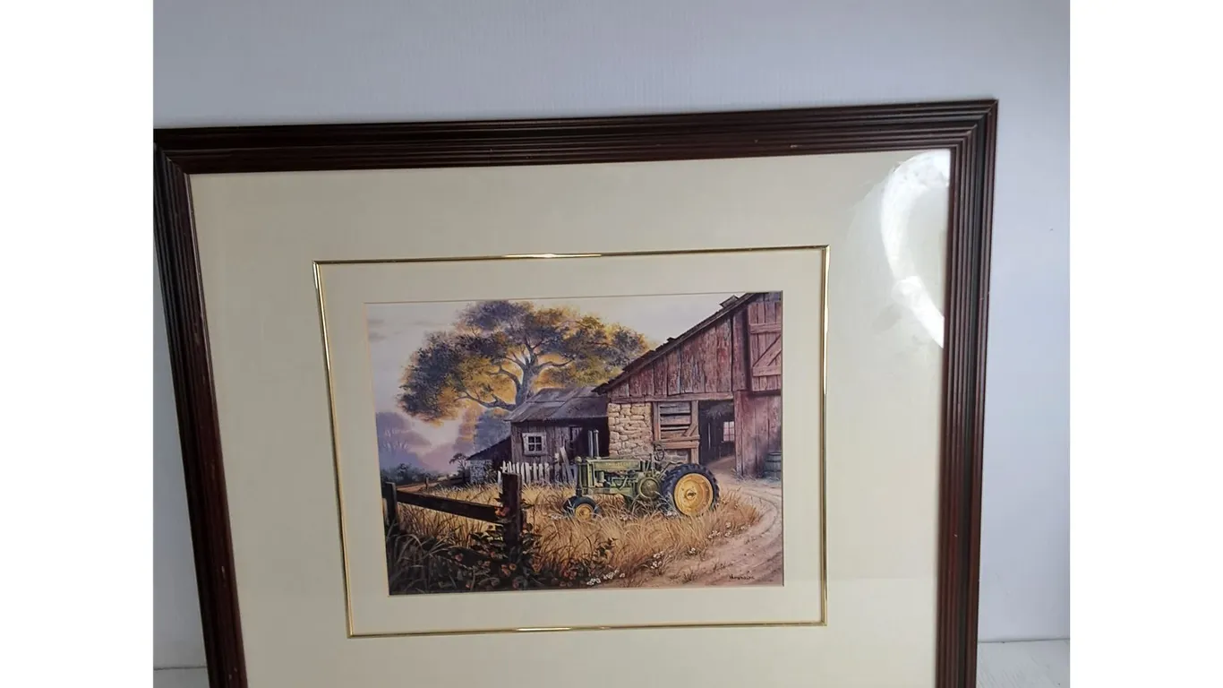 * Wood Framed John Deere Print Wall Decor - 31" x 25" - Cannot Ship
