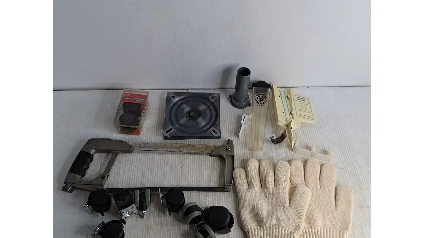 Hacksaw, Office Furniture Castors, Rotation Plate, Large Fabric Gloves, Misc.