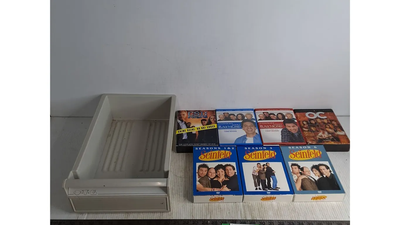(7) DVD Box Sets - Seinfeld, OC, CSI: Miami, Plastic Drawer