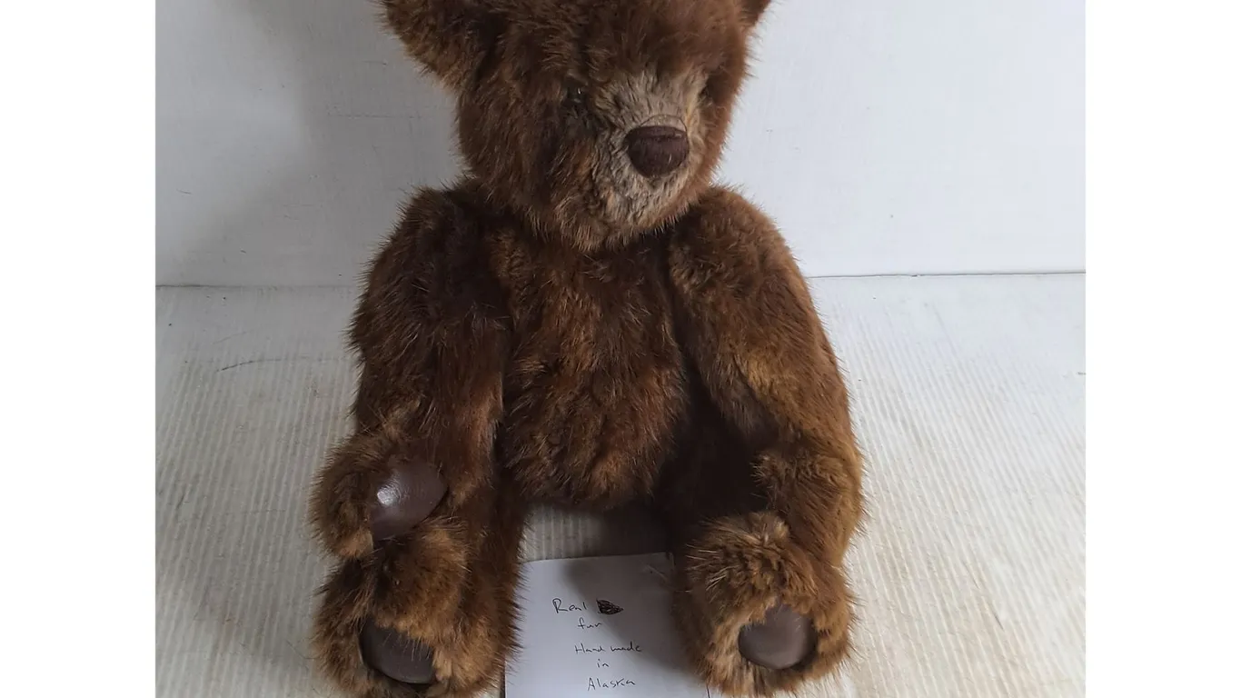 Real Fur Poseable Teddy Bear - See Consignor Note