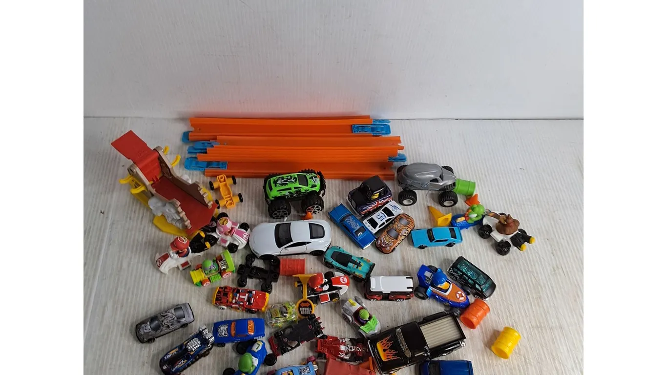 Assorted Toy Vehicles - Some Die Cast, Race Track