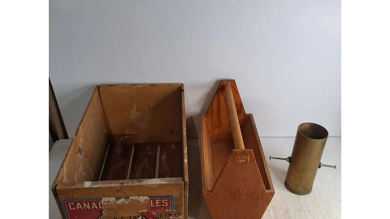 12x20x11" Fruit Crate, 16" Wooden Tool Box, Custom Metal Cylinder, Pickup Preferred