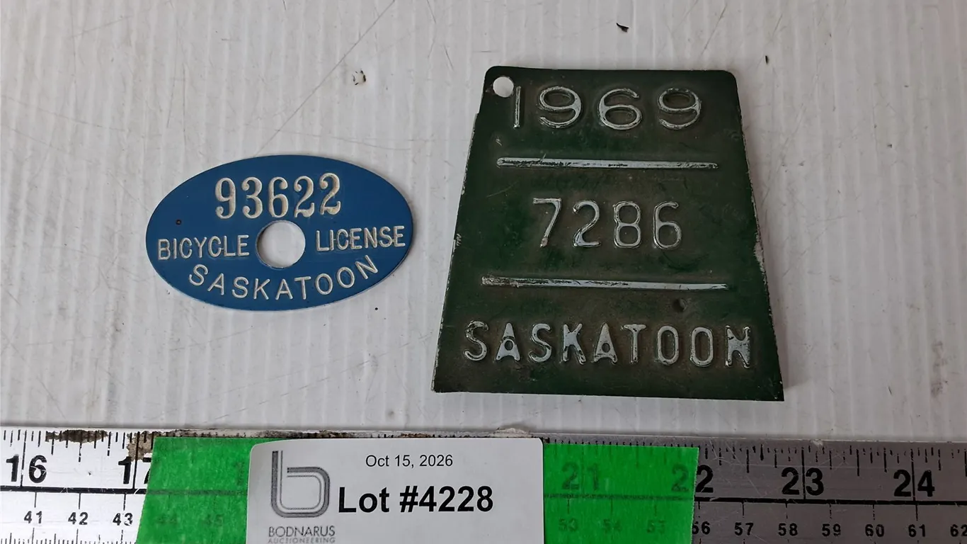 Vintage Saskatchewan Bike License Plate/Tag