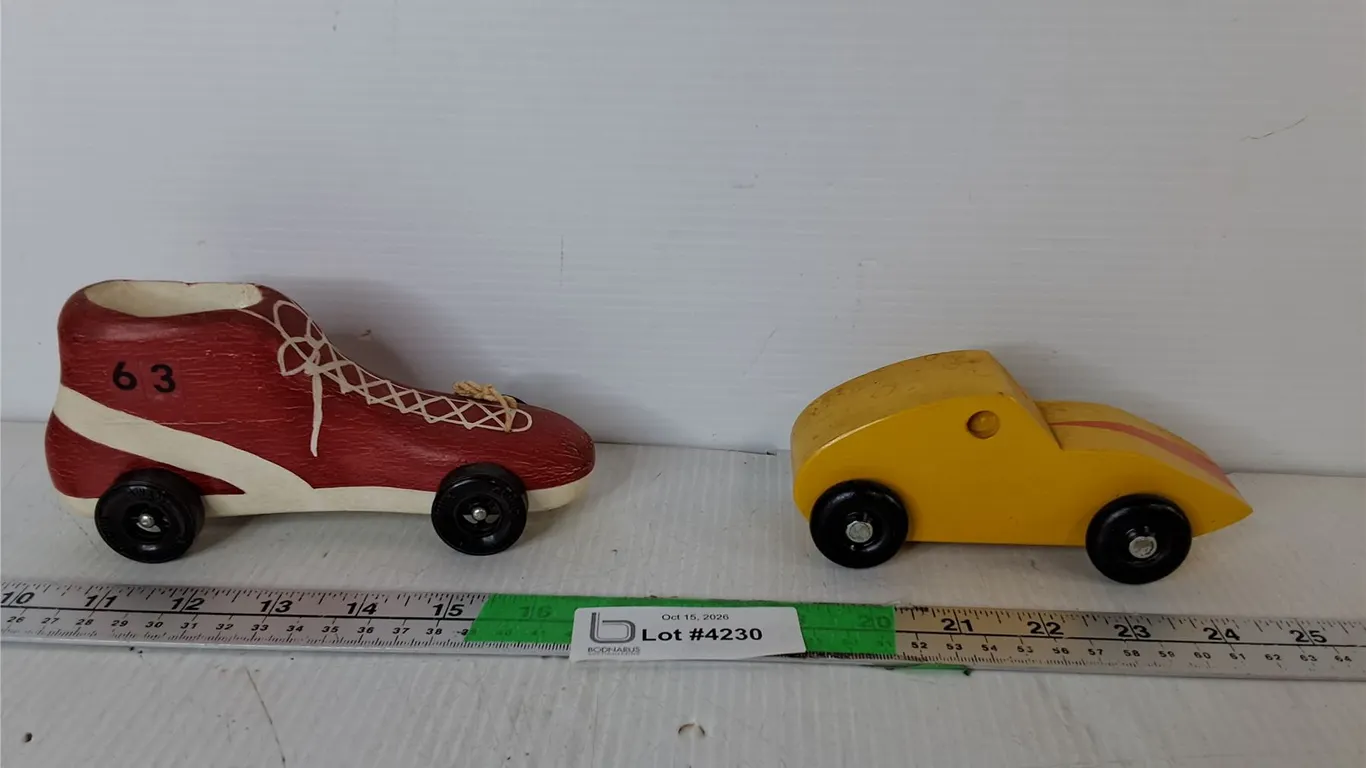 (2) Handmade Wooden Toy Cars up to 7"