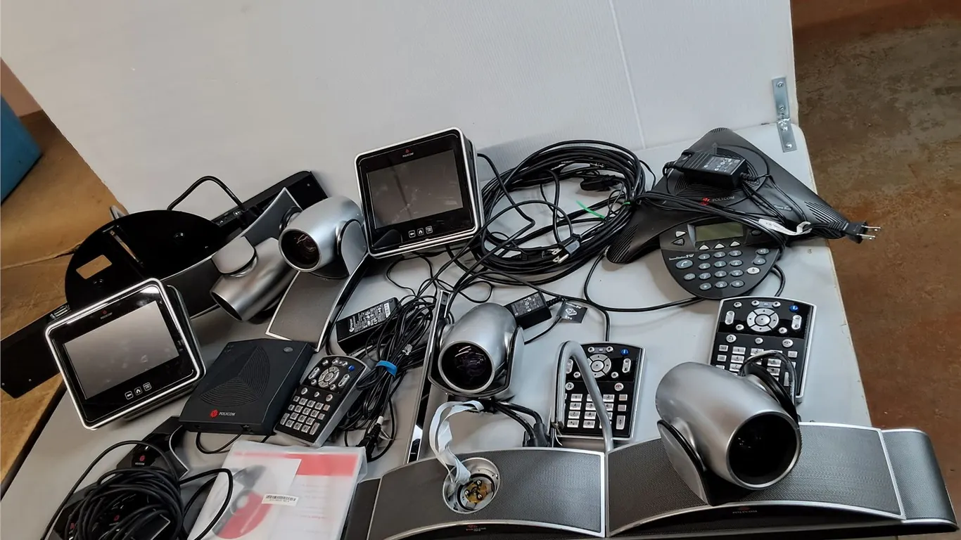 Polycom Video Conferencing Accessories- Phone System- Powers On, Control Units, Cameras, Misc. Can't
