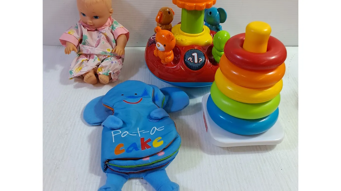 Kids Toys - Musical Carousel (Working), Stacking Rings, Cloth Book, Doll