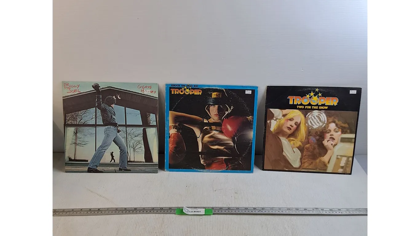 (3) Trooper Albums w/ Records - (1) Billy Joel Album Cover (No Record) - As Is