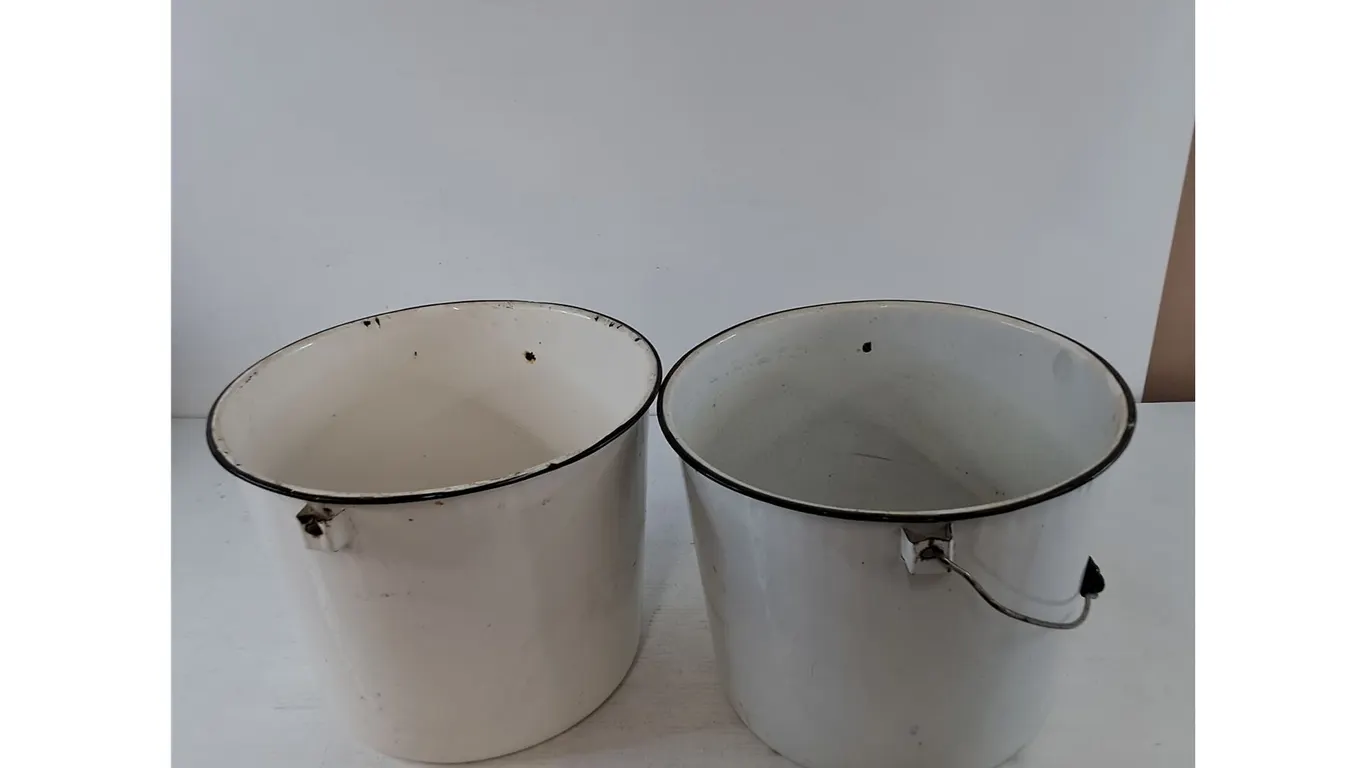 (2) Metal Enamel Buckets As-Is