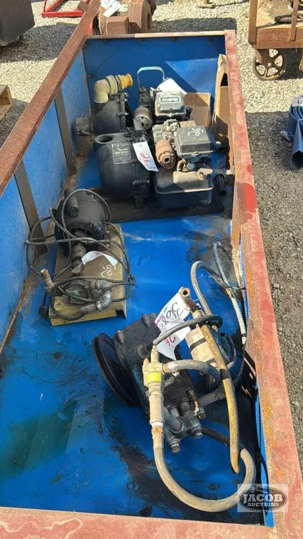 STEEL CRATE WITH ELECTRIC PUMPS; NOT ALL WORKING