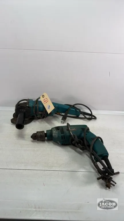 MAKITA ANGLE GRINDER & 1/2IN ELECTRIC DRILL