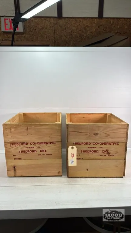 (2) THEDFORD CO-OPERATIVE WOOD CRATES