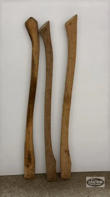 (3) WOODEN AXE HANDLES