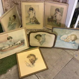 Framed Baby Prints, Vintage Sheet Music, Player Rolls & 78 RPM Records