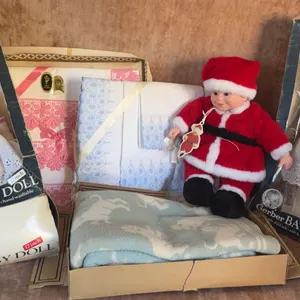 Gerber 17-Inch Baby Dolls, Santa Doll, and Baby Linens in Original Boxes