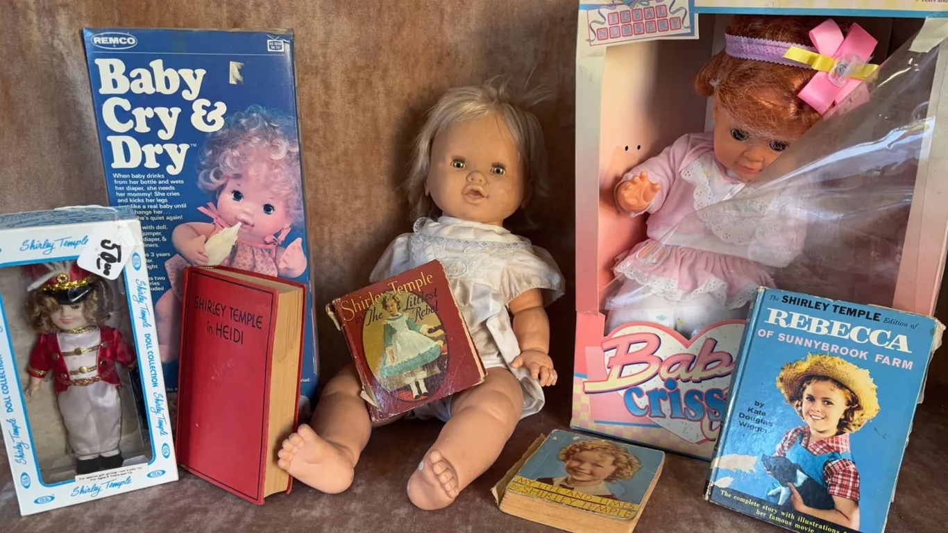 Shirley Temple Doll and Book Collection, Remco Baby Cry & Dry, Baby Crissy Doll in Box