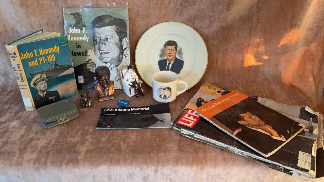 John F. Kennedy Memorabilia Collection Books, Plate, Busts, Mug, Magazines