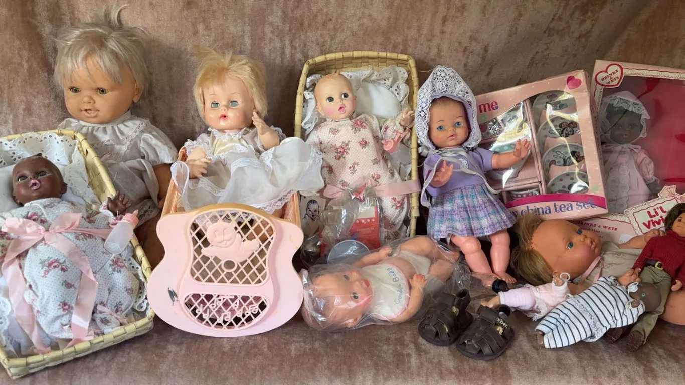 Baby Dolls and Accessories Including NIB Lil' Vicki and Tea Set
