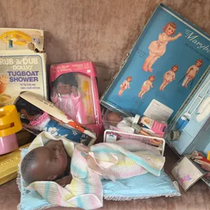 Vintage Dolls and Playsets Including Marybel, Barbie Deeries, and Bath Toys