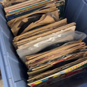 Large Bin of Assorted 78 RPM Records, LPs and Story Albums Various Artists