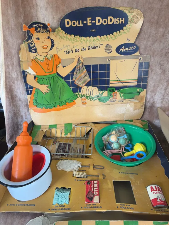 Vintage Children's Dish Sets, Tea Sets, Doll Items, Alice in Wonderland Boxes