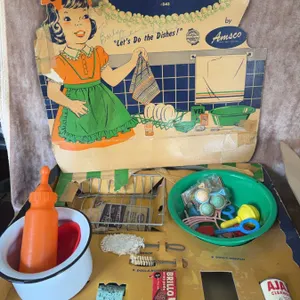 Vintage Children's Dish Sets, Tea Sets, Doll Items, Alice in Wonderland Boxes