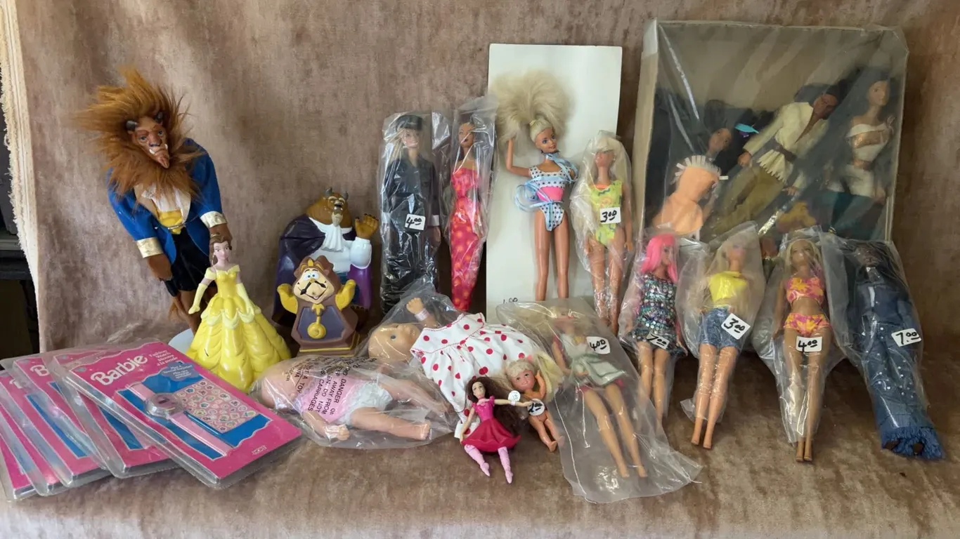 Barbie Dolls, Disney Beauty and the Beast Figures, Barbie Watches