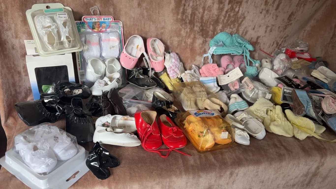Doll Shoes and Socks with Two Vintage-Style Storage Trunks