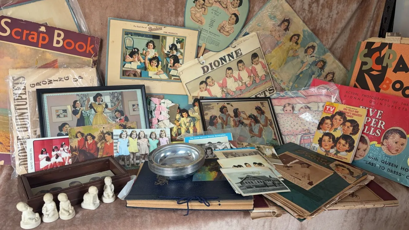 Dionne Quintuplets Memorabilia Lot: Scrapbooks, Photos, Magazines, Souvenirs, Postcards