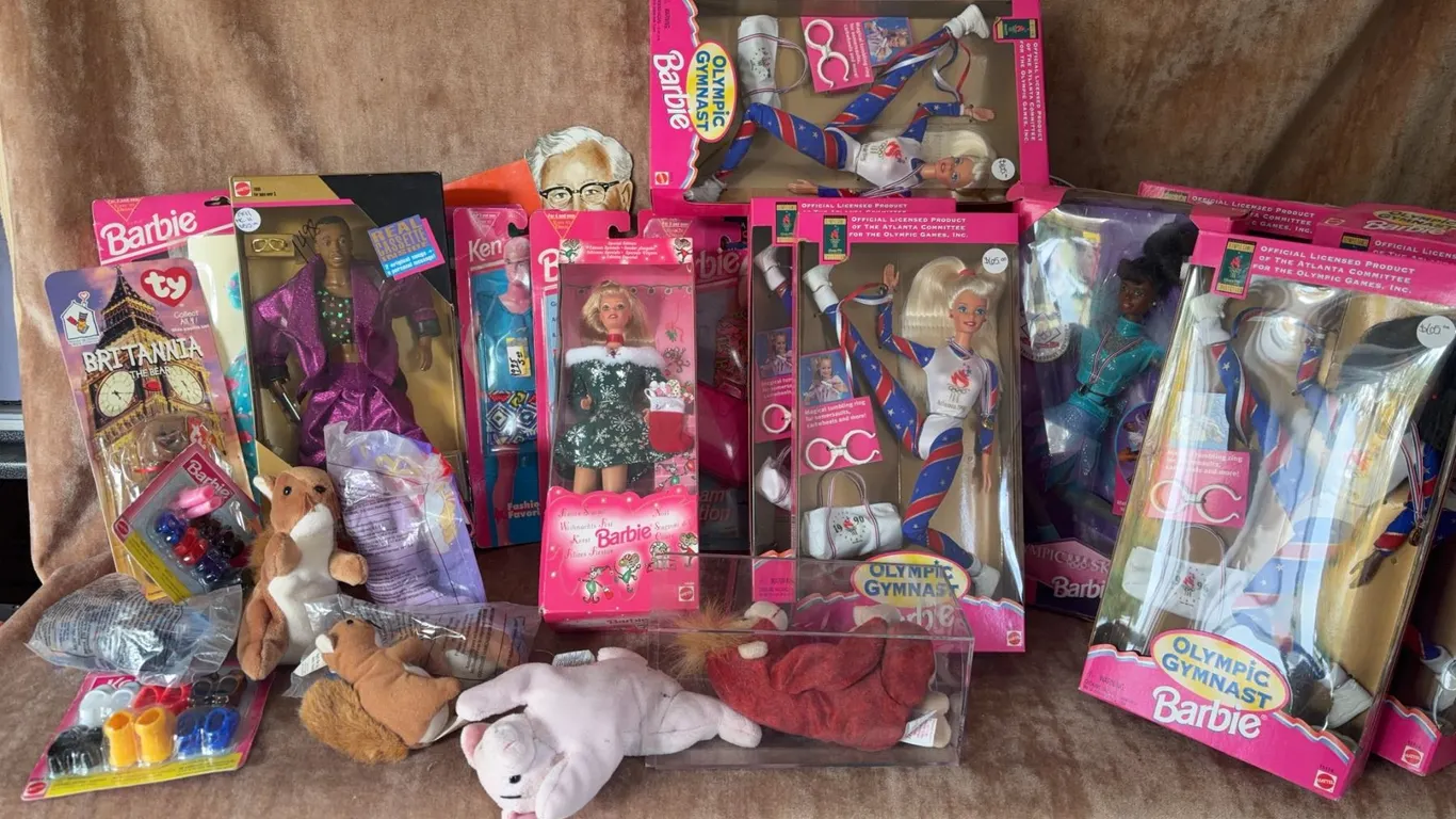 Barbie and Ken Doll Collection with Outfits, Accessories, Olympic Gymnast Series, Beanie Baby
