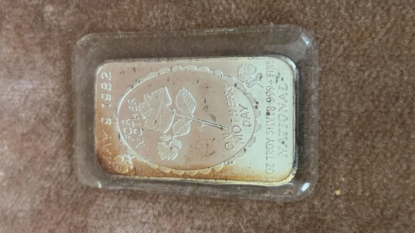 1 oz National Silver Bar .999+, Mother's Day 1982, For Mother, May 9, Sealed