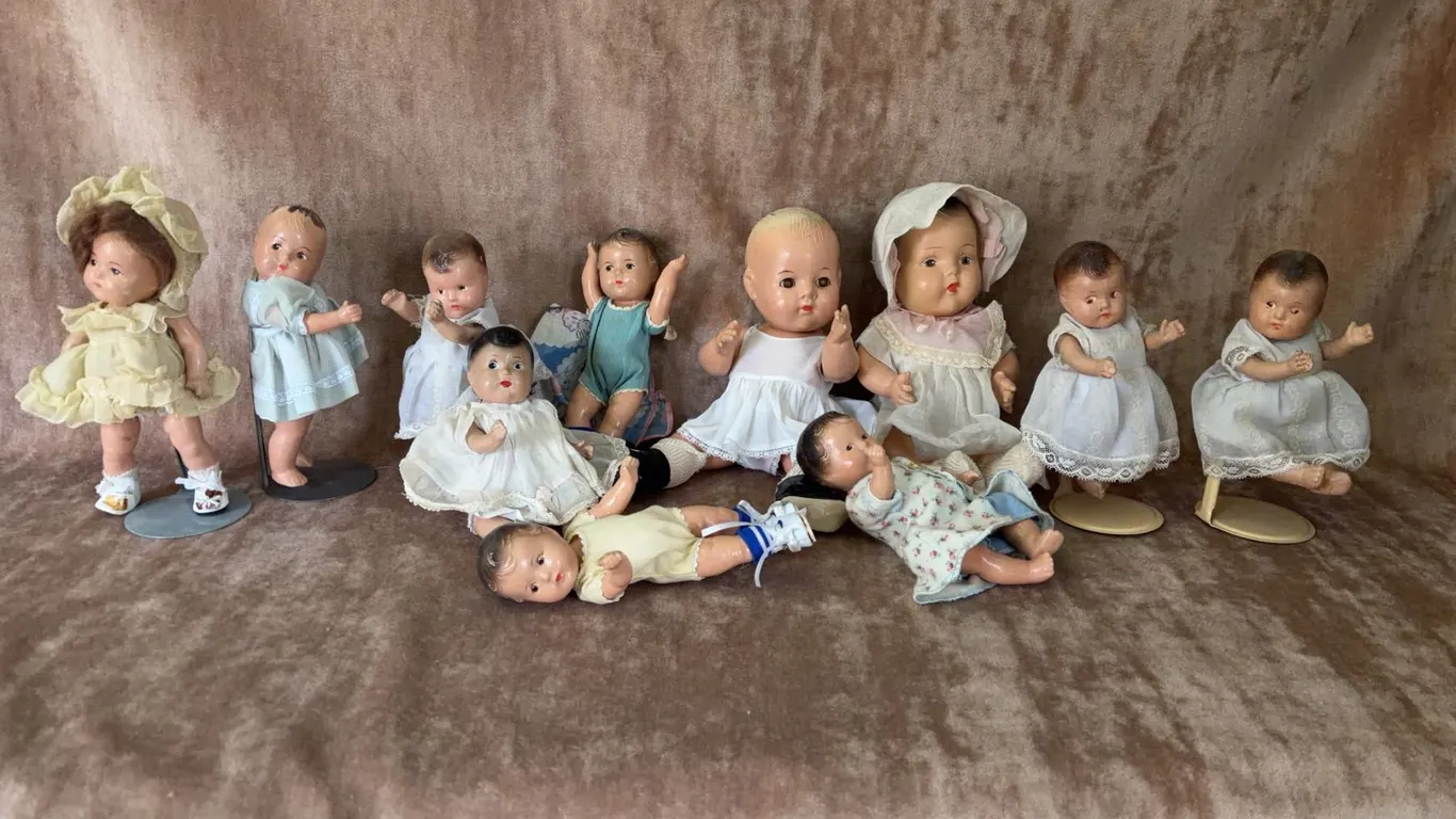 Vintage Composition and Cloth Baby Dolls, Clothing Included, Set of 10