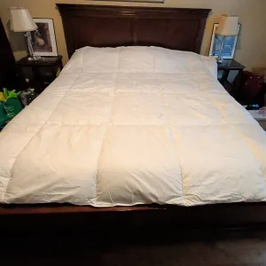 King Size Dark Wood Bed Frame with iComfort Mattress and Cover
