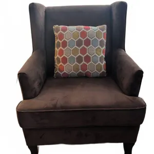 Bowring Brown Fabric Wingback Armchair with Accent Cushion