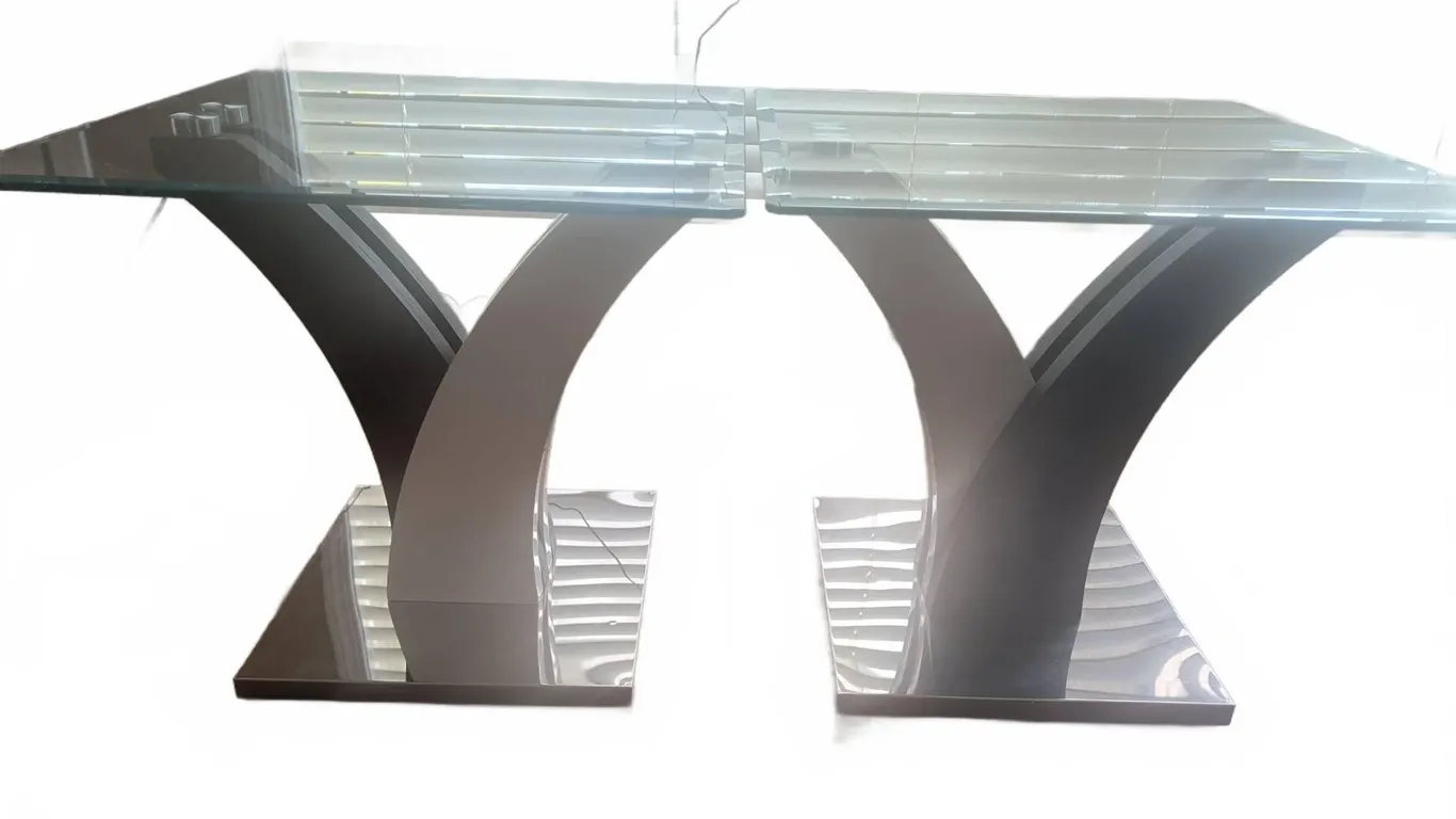 Glass Top Modern Tables with Chrome and Black Metal Bases