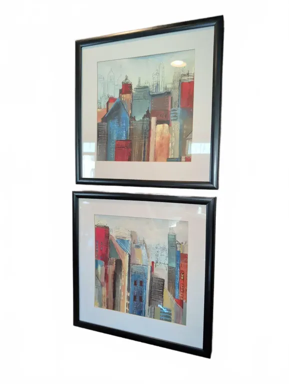 Framed Cityscape Prints with Black Frames