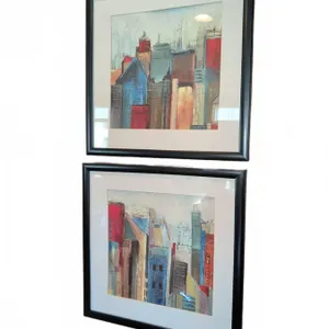 Framed Cityscape Prints with Black Frames
