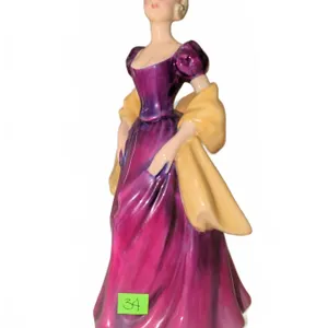 Royal Doulton Bone China Figurine 'Fair Lady' HN 2193 Purple and Yellow