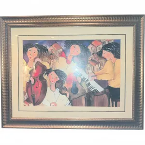 Framed Print of Musicians with Instruments in Ornate Gold-Coloured Frame