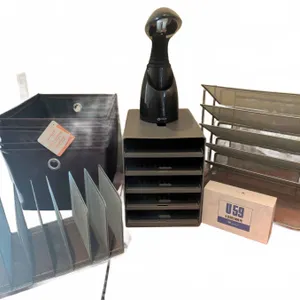 Office Desk Organizer Lot with File Holders, Onlite Desk Lamp, Beelink U59 Mini PC Box