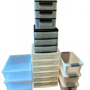 Plastic Storage Containers and Drawer Organizers, 14 Pieces