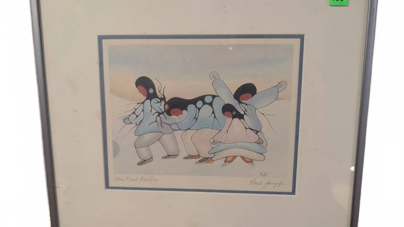 Inuit Print 'Skin Point Dancers' by Paul Joseph Framed Signed Art