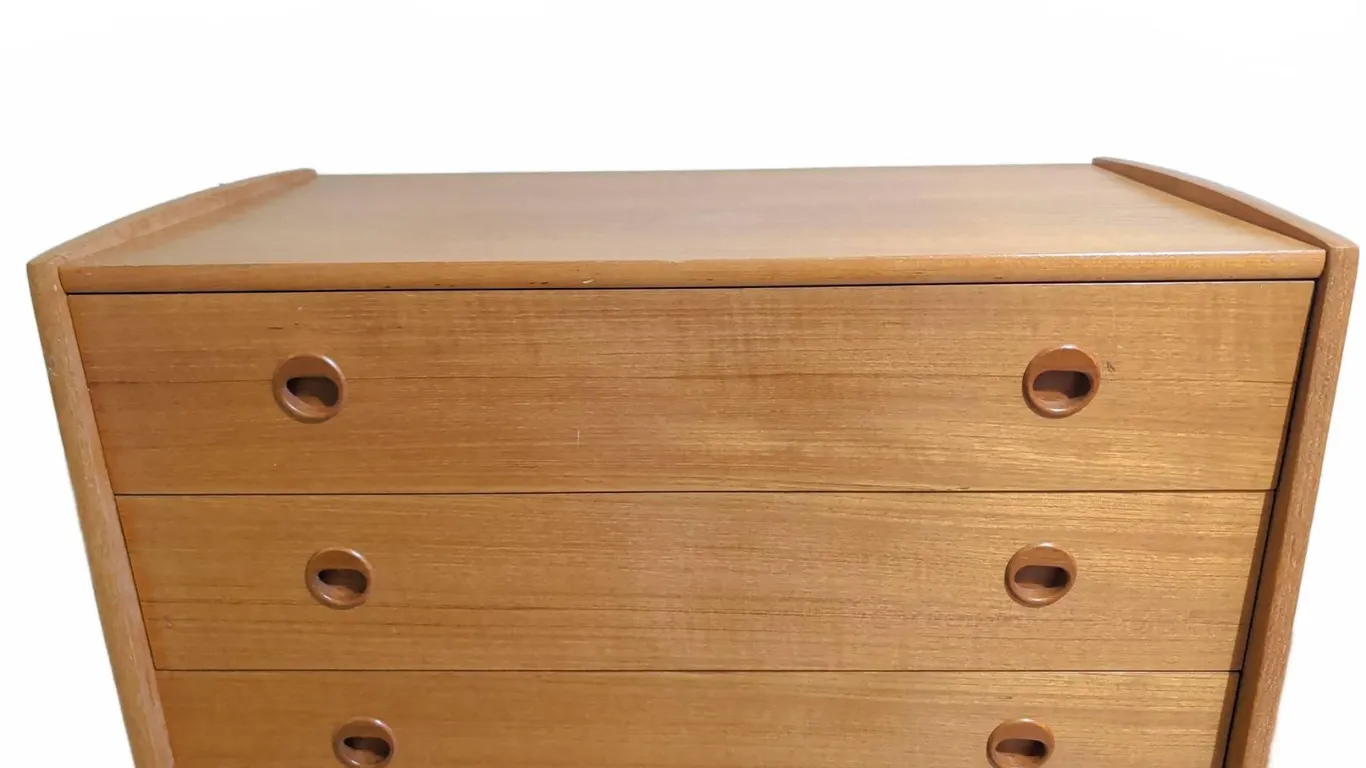 Mid-Century Modern 3-Drawer Teak Dresser with Recessed Pulls