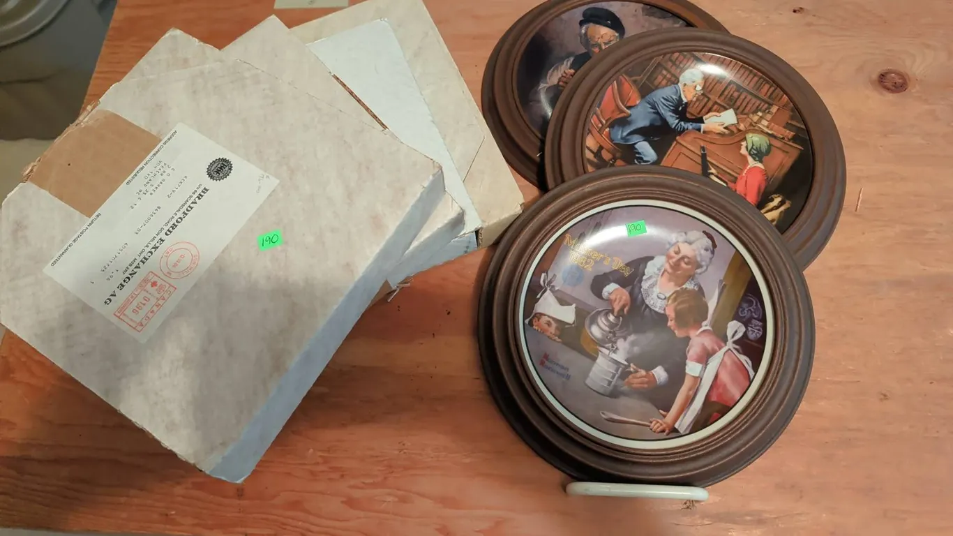 Mystery Decorative Plates with Original Mailing Box and Framed Art Scenes
